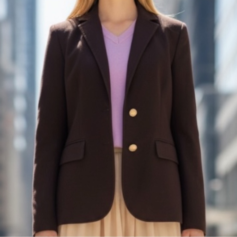 100% Cashmere Academia Blokecore Classic Preppy Schoolboy Blazer Dark Brown SZ L